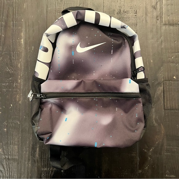 Nike Brasilia Just Do It Mini Backpack School Small Black Gray Galaxy NWT - Picture 8 of 11